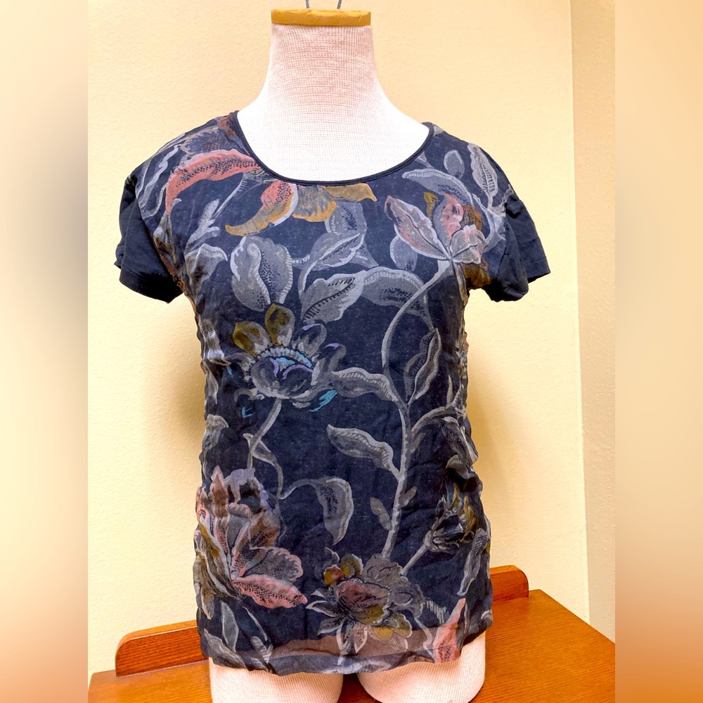 Dries Van Noten silk cotton cashmere blend short sleeved tee small